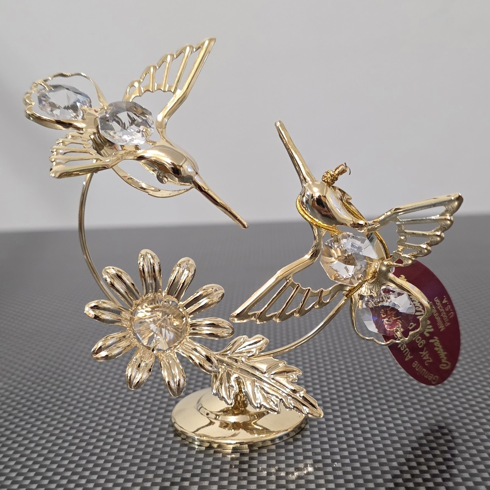 Gold Crystal Hummingbird Figurine